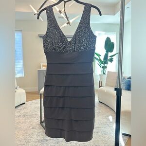 B Darlin Silver Sequined Dress Dress
